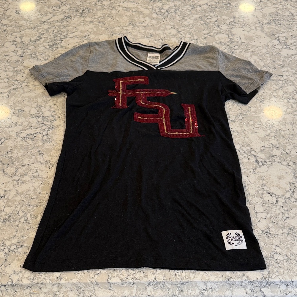 sequin sparkle Seminoles FSU T-Shirt PINK 5th and Ocean size S